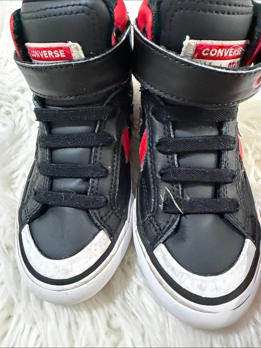Converse Kids Black and Red High-Top Sneakers with Strap
